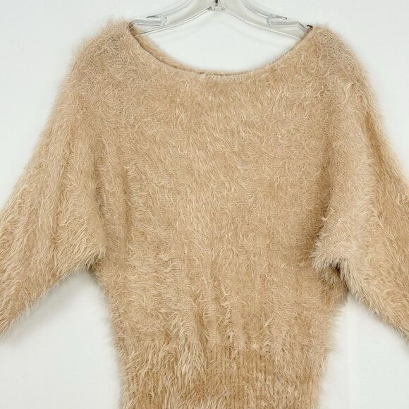 Bebe Women’s Cream Sweater Y2k Fuzzy Bebe Sweaters Small - Picture 4 of 16